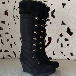 INC International Concepts Black Lace Up Boots